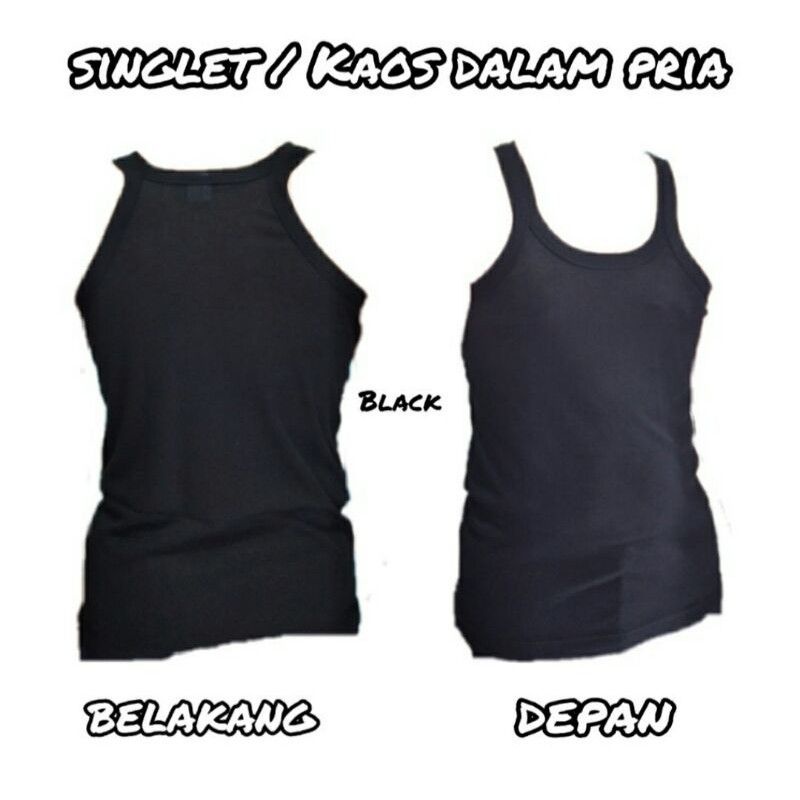 SPOROT COWOK HITAM MURAH | SINGLET COWOK NUTEX | KAOS DALAM HITAM PRIA DEWASA NUTEX