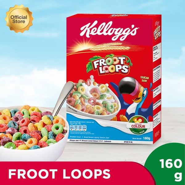 

Kellogg's Breakfast Cereal Froot Loops 150 gr - Kellogg - Sereal Bernutrisi - Sereal Jagung Warna Warni