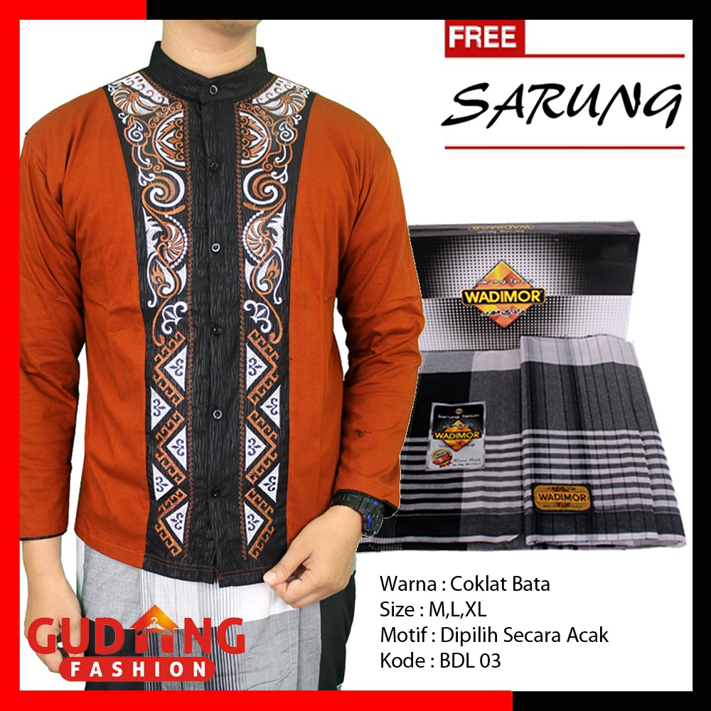 Muslimin Pria Baju Koko Lengan Panjang Plus Free Sarung - BDL (COMB)