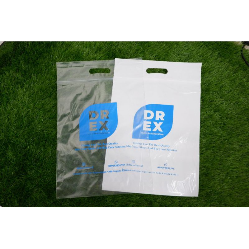 PLASTIK SABLON PLASTIK ZIPLOCK KLIP Ukuran 30*38+7cm ( Putih, bening &amp; hitam ) polos &amp; Sablon Min 100pcs