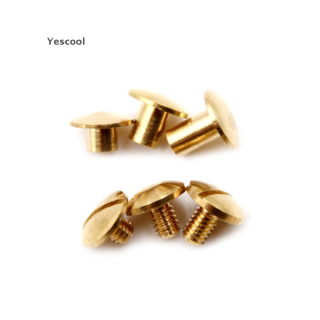 Yescool 10pcs Kancing Rivet Bahan Kuningan Polos Ukuran 6mm Untuk Ikat Pinggang Kulit