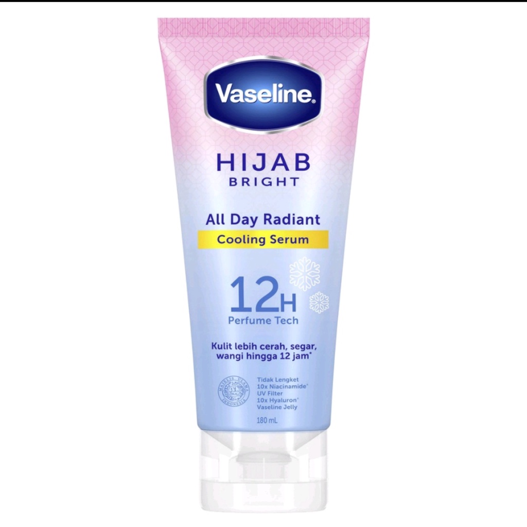 Beli 1 gratis 1 Vaseline Hijab Bright cooling Serum 180 ml free Vaseline Rosy tint Lip Balm 10 gr