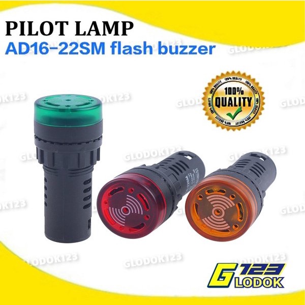 Pilot Lamp Buzzer LED 22mm AC220V Dengan Suara Alarm AD16-22SM