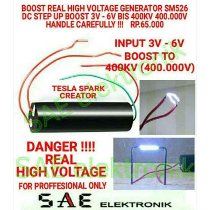 GENERATOR FULSER DC 3V-6V hig voltage 400kV 400000V Tegangan Tinggi generator