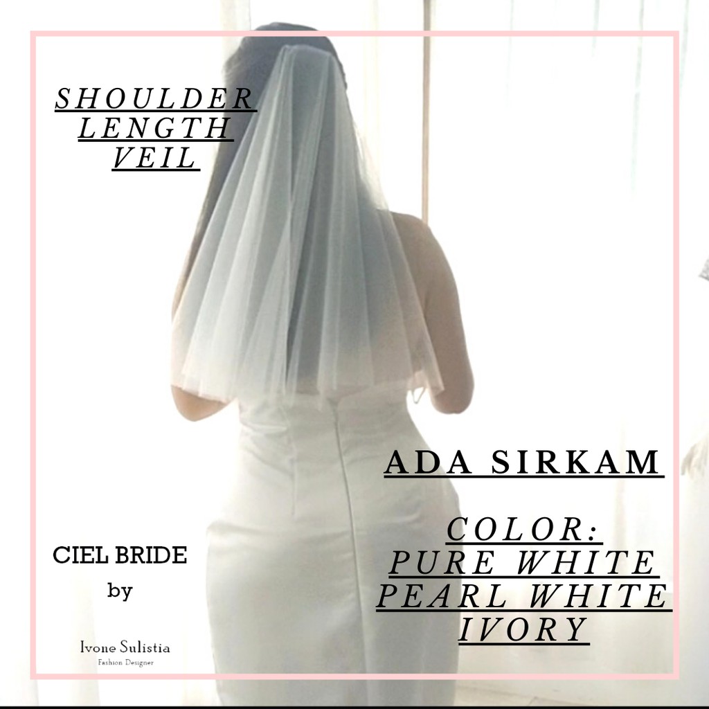 shoulder length veil pendek sebahu pengantin kerudung slayer soft tule