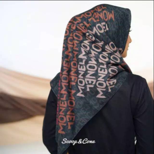 SCARF HIJAB SCOOPANDCONE MONEL BLACK GRAPHIC