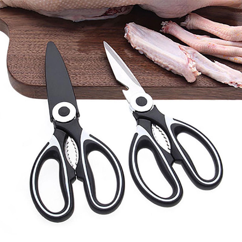 Gunting Dapur Serbaguna Gunting Ikan Ayam Daging Stainless Steel Black