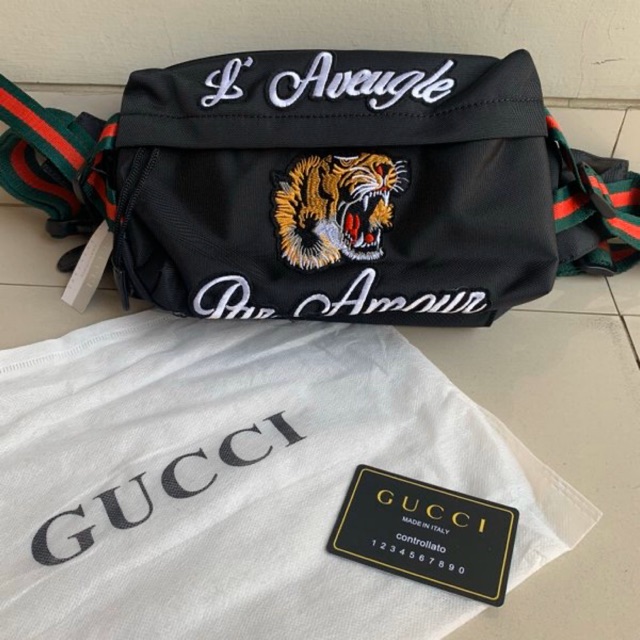 Waist Bag / Tas Pinggang Gucci Tiger L Aveugle Par Amour Mirror Premium Import