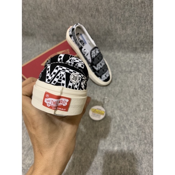 [ BAYAR DI TEMPAT ] VANS SLIP ON TRASHER BLACK WHAITE WAFDLE DT