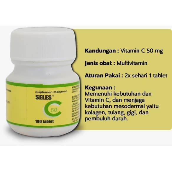 Seles C50 Vitamin C - Tablet Kunyah Selkom C- Multivatamin Suplemen