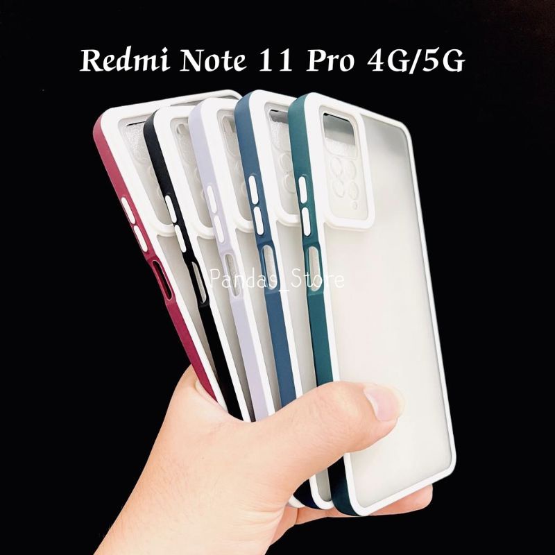 Pro Hybird Redmi Note 11 Pro 4G / 5G Softcase Halus dan Elegan / Pinggiran Garis Putih Keren (Pandas)