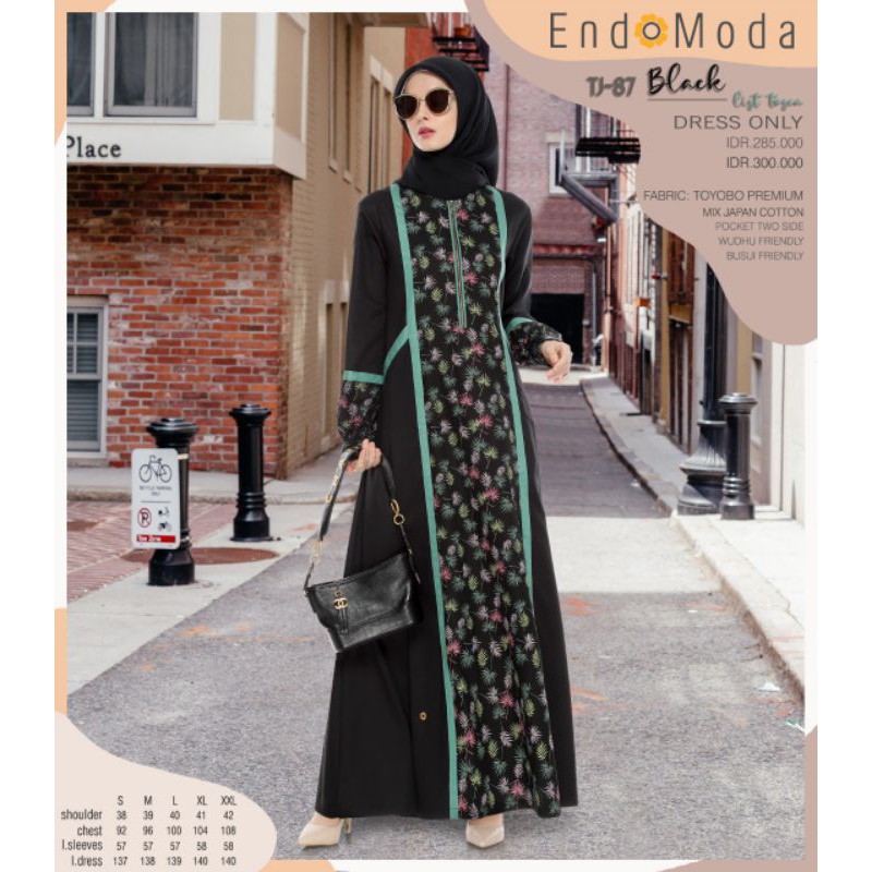 Gamis Endomoda TJ 87 Motif Daun