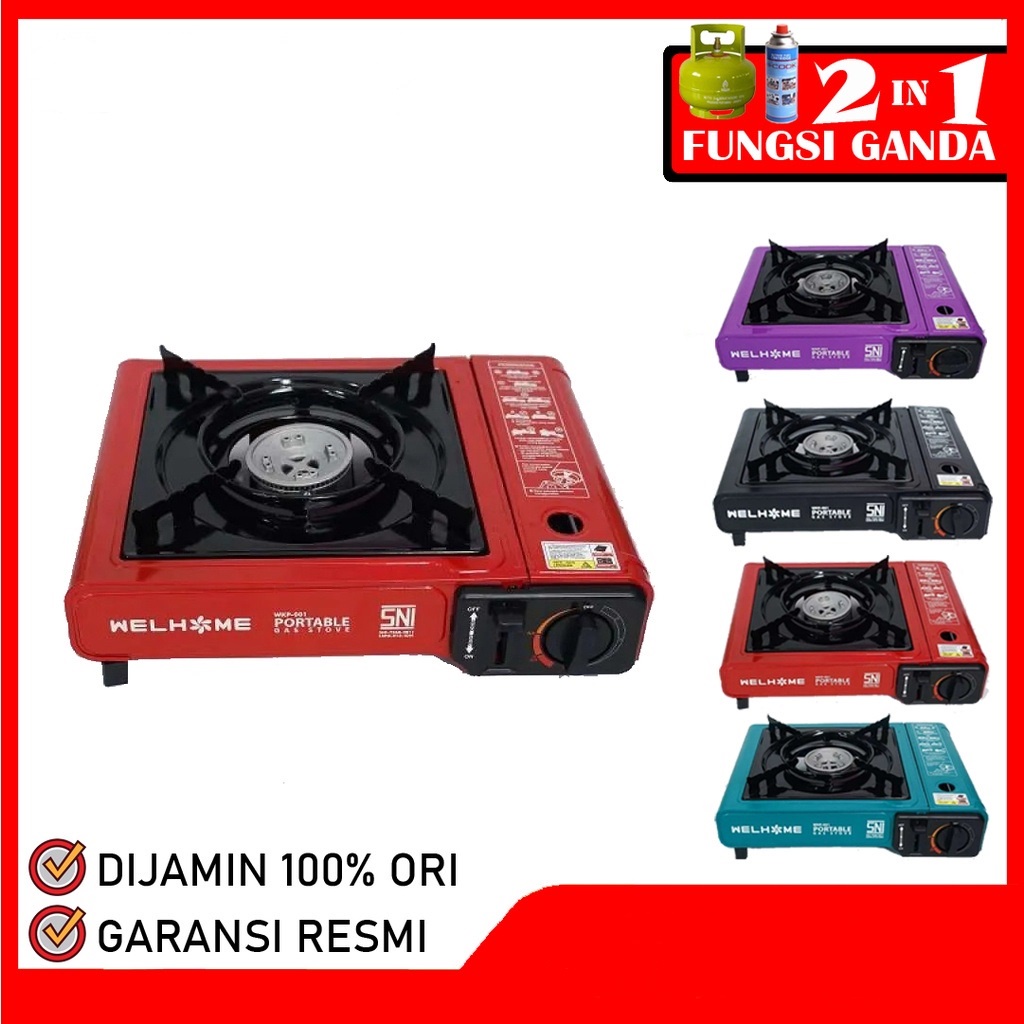 Jual Welhome WKP001 Kompor Gas Portable 2 in 1 Gas Elpiji dan Gas
