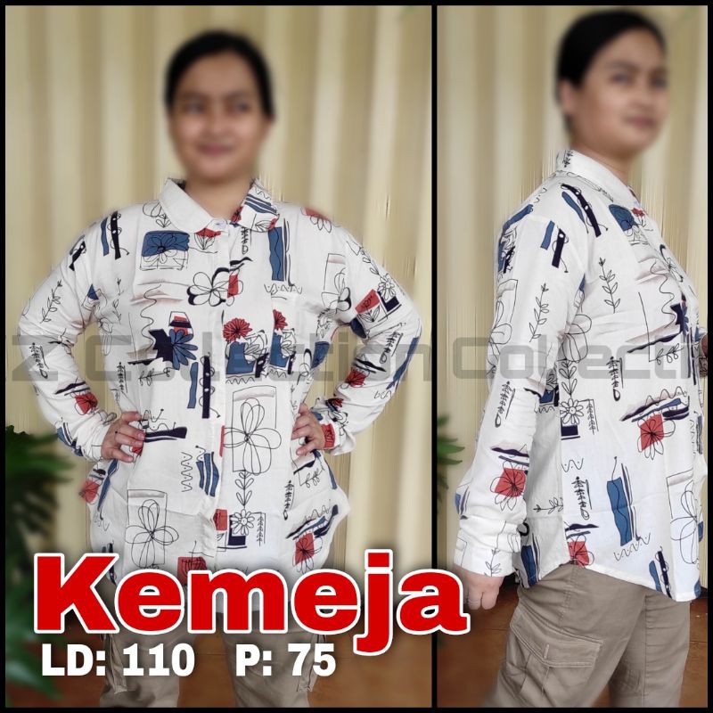 Pakaian Atasan wanita Kemeja motif Sketsa