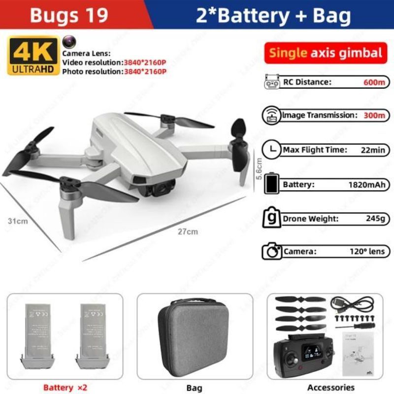 Drone gps murah lipat mjx b19 eis 4k kamera brushless free tas 2batrei