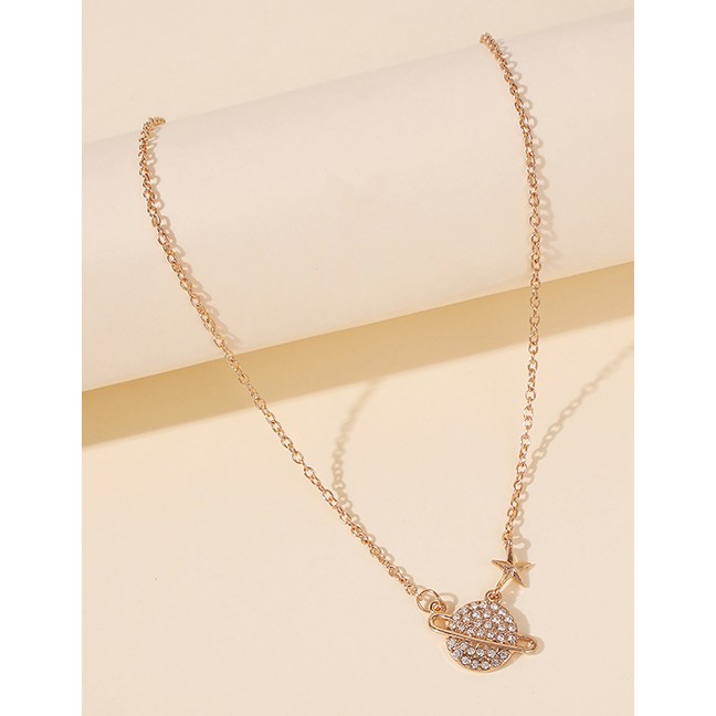 LRC Kalung Fashion Gold Color Alloy Diamond Earth P85720