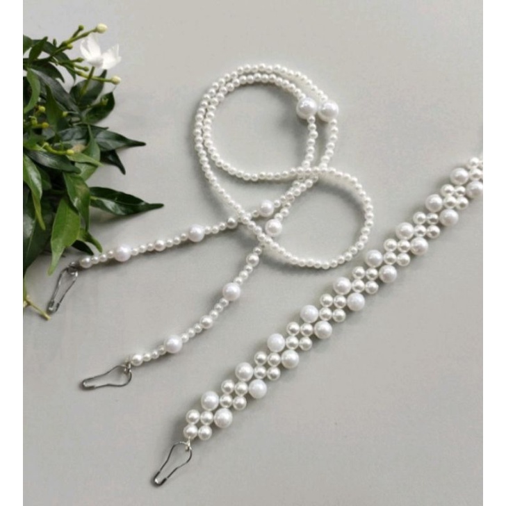 KONEKTOR HIJAB MUTIARA SET PUTIH BERSIH STRAP HIJAB SET