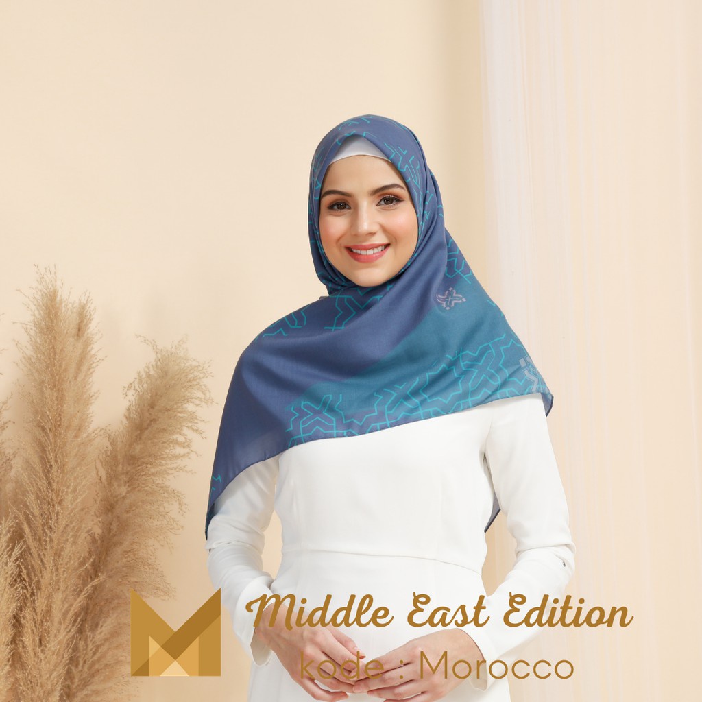 Meirista Hijab Middle East Edition Morocco | Kerudung Segi Empat Lasercut Segiempat Voal Premium Printing/Jilbab