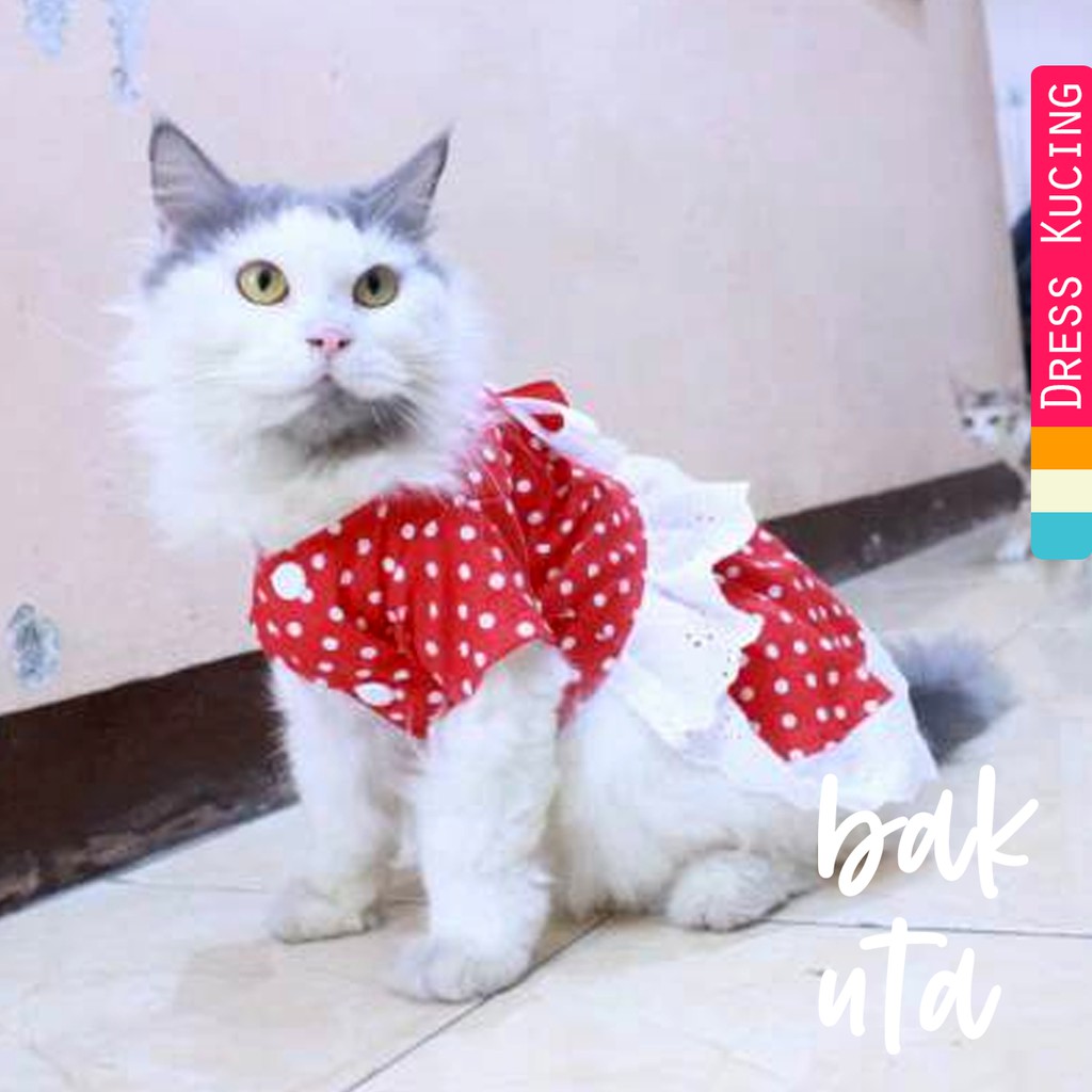 Dress polkadot merah spesial 17an merdeka / dress kucing dan anjing murah size S M L XL