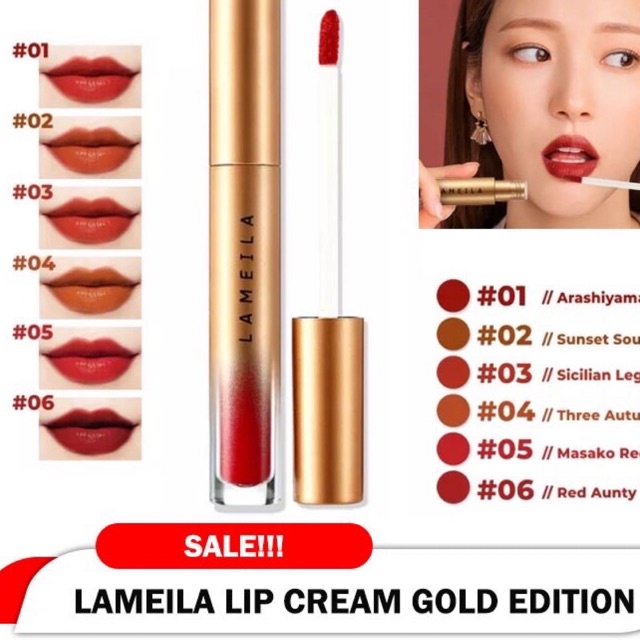 LAMEILA GOLD SILKY LIP GLAZE / LAMEILA LIPSTIK CAIR PELEMBAB BIBIR TAHAN AIR DAN LAMA