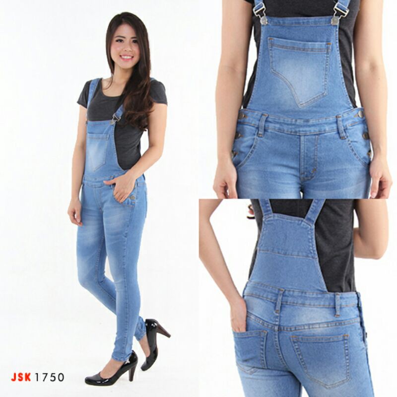 27-34 / Overall Jeans Wanita / Overall Lapisan Furing / Celana Kodok Lapis Furing / Celana Monyet