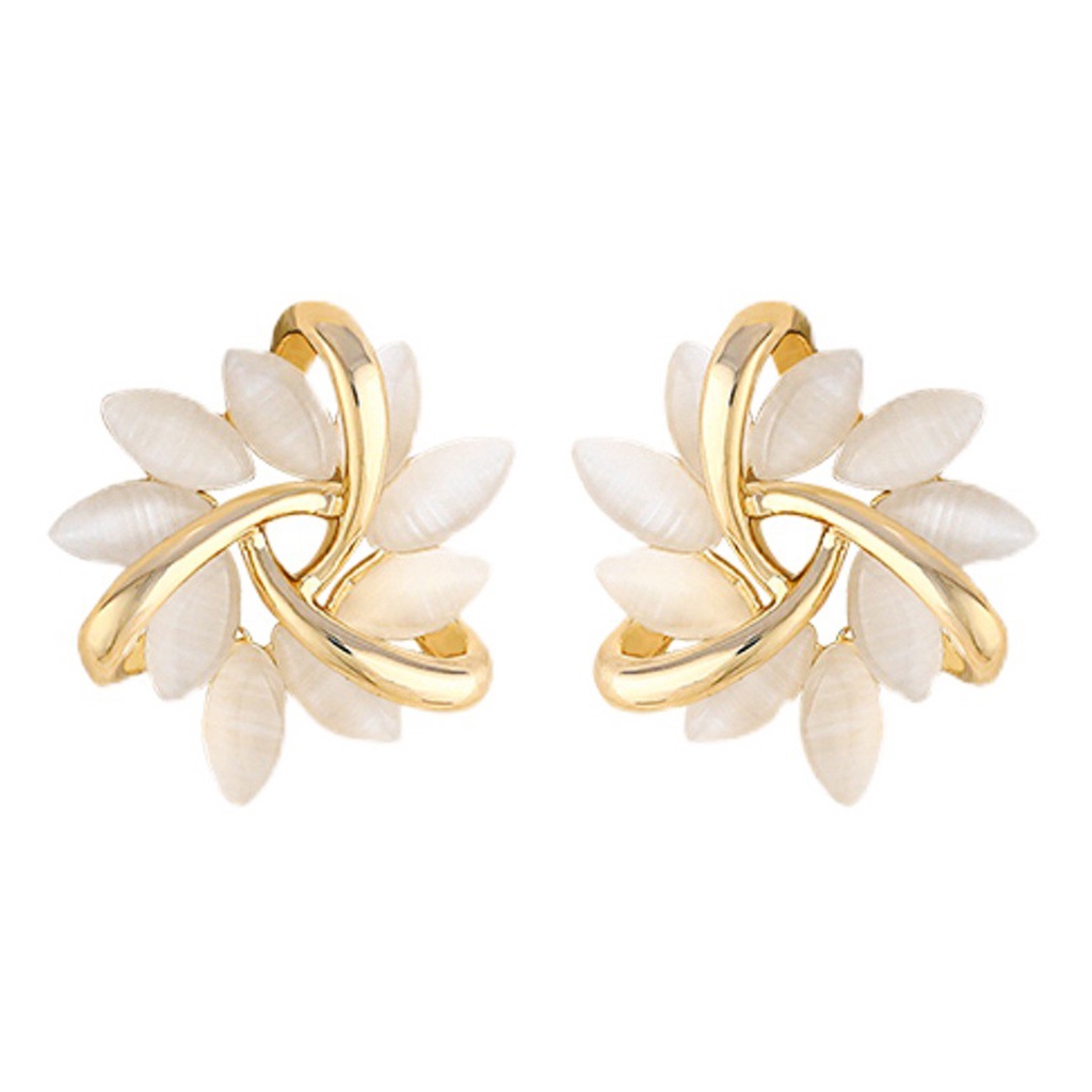 Hu Hu Hu Hu Hu Alat Bantu Pasang Kacamata♡ 1 Pasang Anting Stud Bentuk Bunga Lingkaran Bahan Alloy Gaya Klasik Untuk Wanita