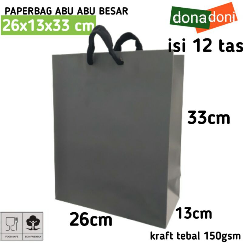 

isi 12 paperbag BP20 silver besar 26x13x33 tas kertas paper bag murah shopping bag kantong kertas