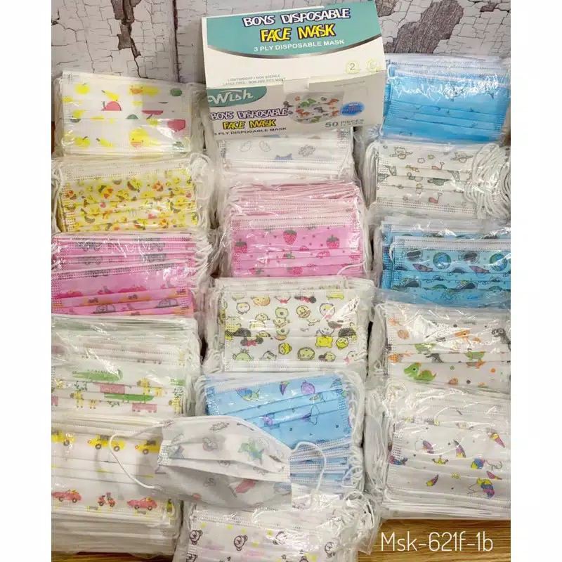 Masker Anak 3ply isi 50 Pcs Earloop 3-14 Tahun Medical Grade DISPOSABLE KIDS FACE MASK masker 3ply