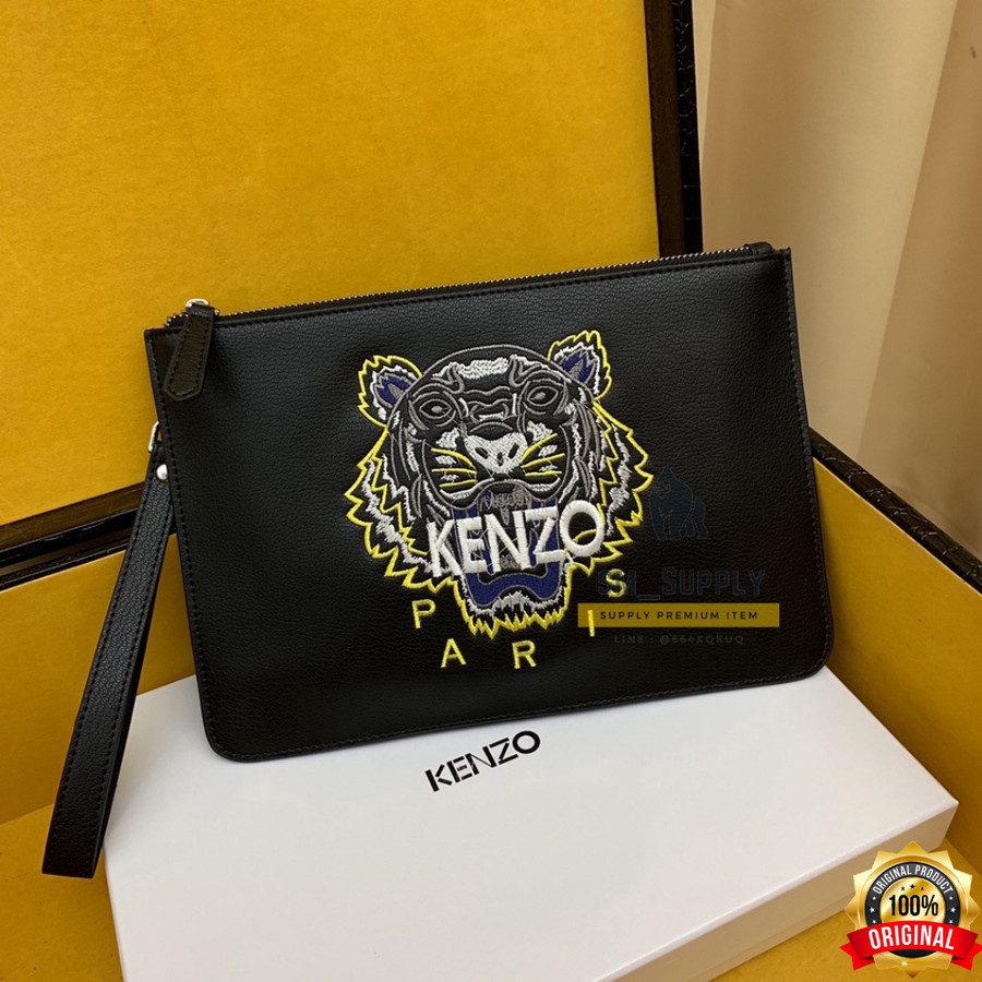 CLUTCH POUCH KZ YELLOW FULL LEATHER EMBOSSED