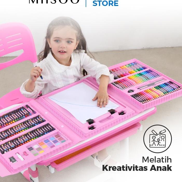 

ペ MIISOO SET Crayon 208 PCS Set Pensil Warna Pastel Pensil Minyak warna untuk Melukis dan mewarnai