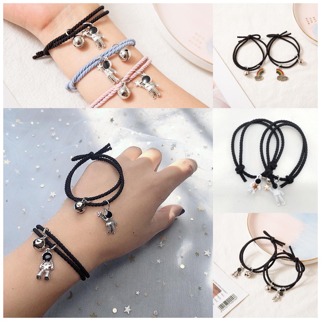 【Ready stock】2 Pcs Gelang Couple Magnet COD Gelang Tali  Attract Persahabatan Tangan Wanita Bracelets Liontin astronot fashion murah COD