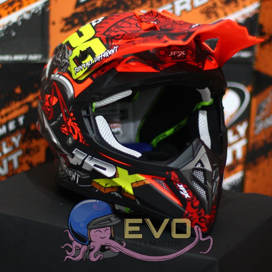 PAKET GANTENG_JPX CROSS MOTIF ORIGINAL + GOOGLE SNAIL (ONGKIR TERMURAH 2 KG) HELM JPX TERBARU