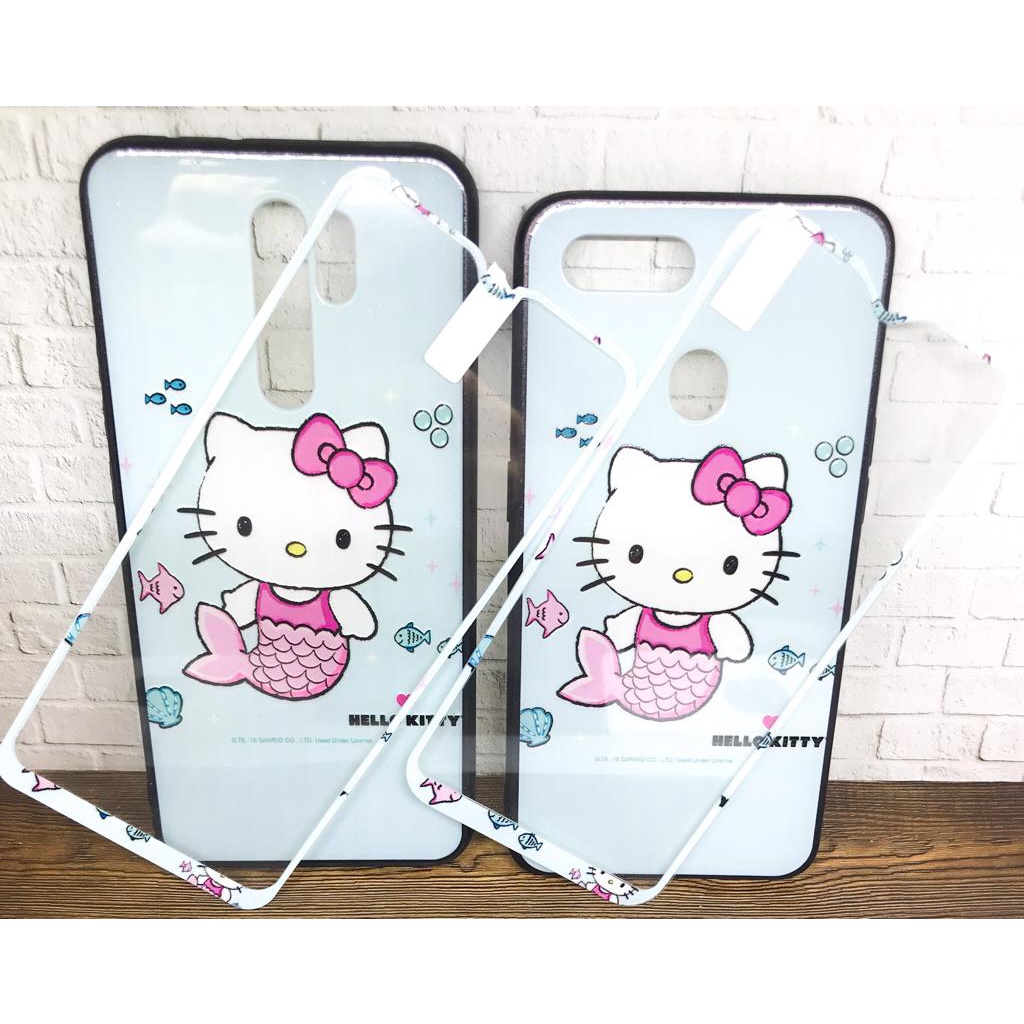 Softcase + Tempered Glass  case Casing Senada motif karakter Oppo A5s/A7/A12/A11k,A1k Realme 2 Pro/U1/U2,C2,5/C3/5i/5s,C15 Vivo Y11/Y12/Y15/Y17,Redmi 9/Prime,9A 9i HCTG 01 02 06 07 08 09