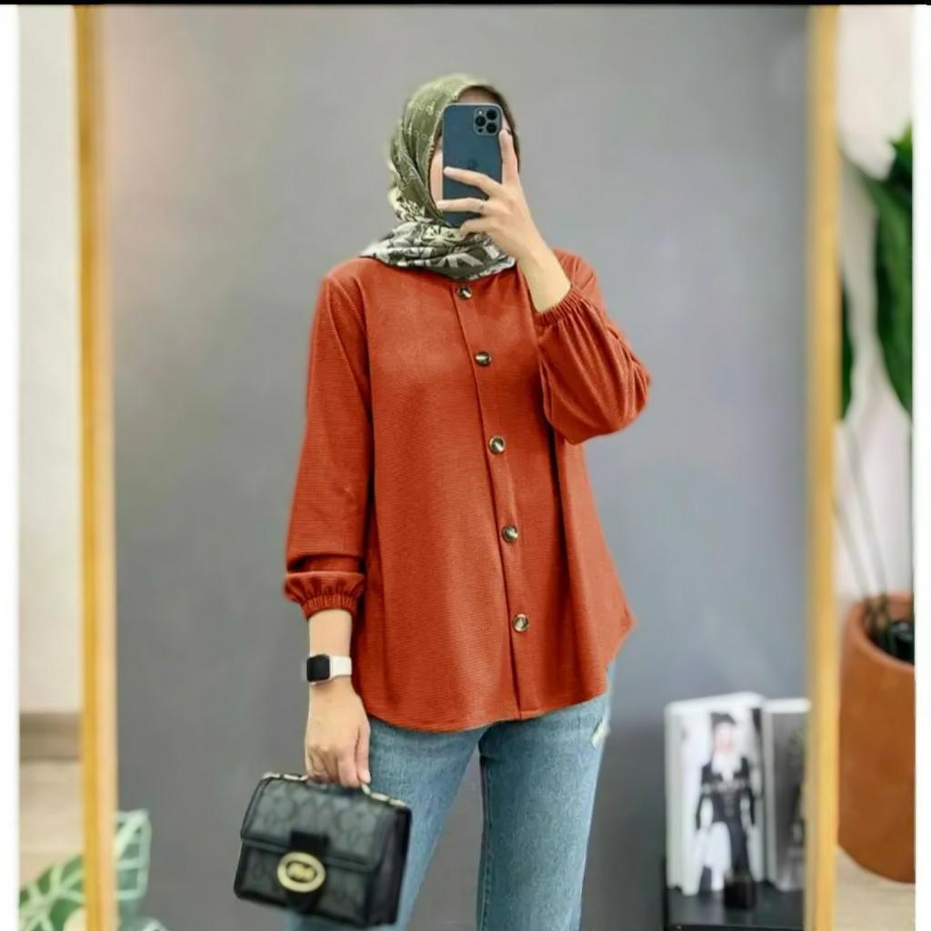 BLOUSE NAGITA BLOUSE CRINKLE AIRFLOW TERBARU 2023 KEKINIAN MOTIP POLOS LENGAN PANJANG UKURAN JUMBO SIZE S M L XL XXL XXXL 5XL LD 140