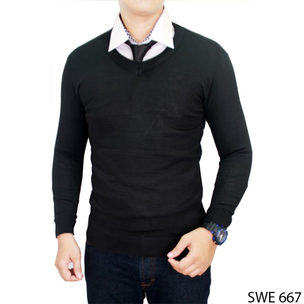 Sweater Pria Distro Rajut Hitam – SWE 667