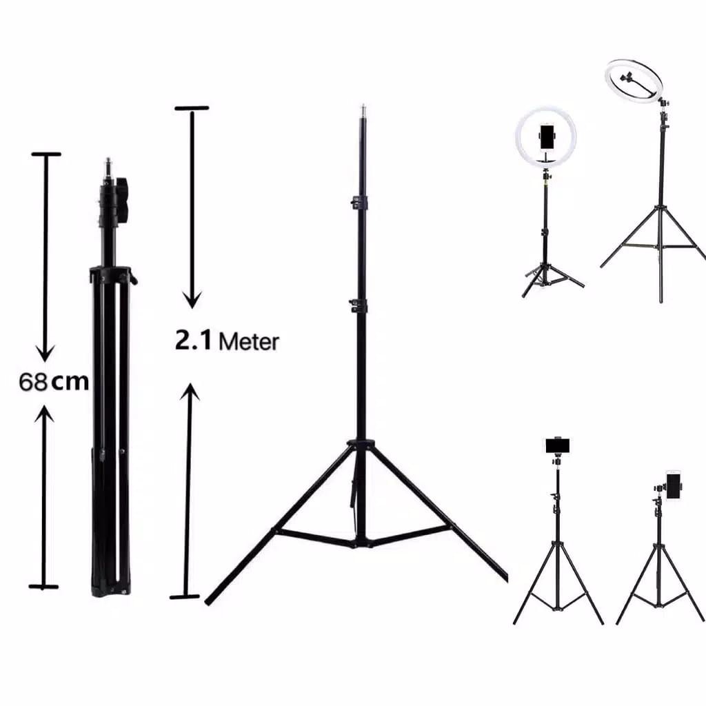 GM JK674 - Light Stand Tripod 2.1 Meter/Tripod For Ringlight/Tripod ringlight (Tanpa Lampu &amp; Holder HP)