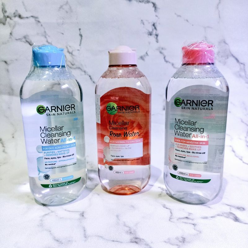 Jual Garnier Micellar Water Pink / Blue / Rose water 400ml Shopee