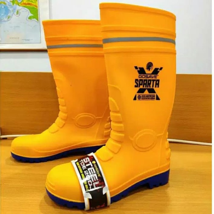 Sepatu Boot Safety PVC Sparta Gosave Steel Toe Ujung Besi Baja