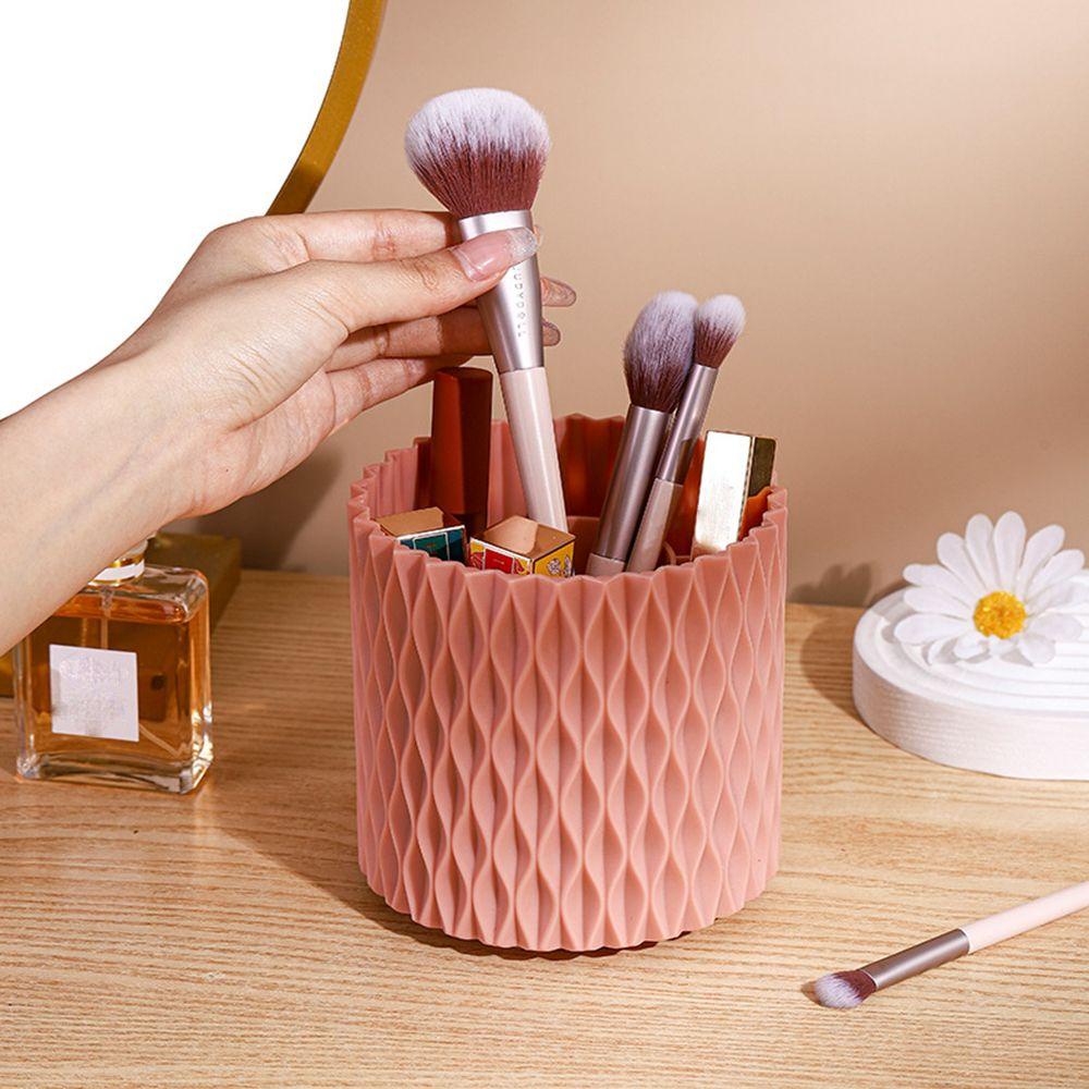 Kotak Penyimpanan Pena / Brush Makeup Multifungsi 5 Grid Dapat Berputar 360 Derajat