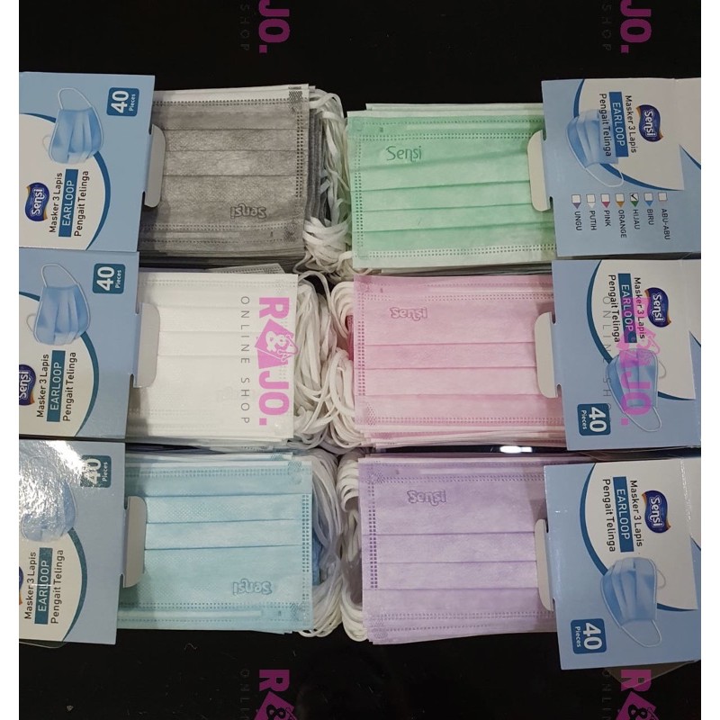 MASKER SENSI EARLOOP ISI 40 pcs warna PUTIH