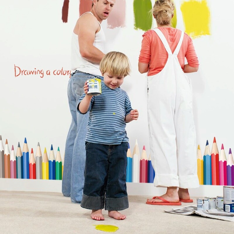 RELIZA WALLSTICKER PENSIL ANAK KIDS DRAWING COLORFUL PAGAR RUMPUT STIKER DINDING 7014