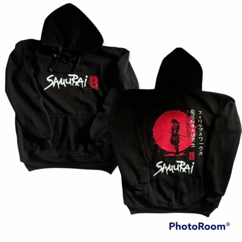 Samurai Hoodie Jaket Sweater Pria Wanita Hitam