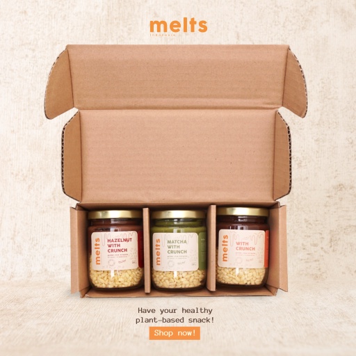 Exp Lama (COD) Melts Triple Crunch Variant (With Crunch, Hazelnut Crunch, Matcha Crunch) Berkualitas