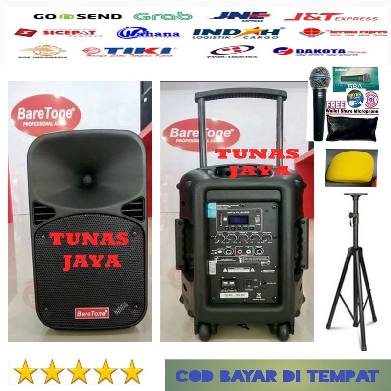 Speaker Portable Amplifier Wireless BARETONE MAX8EB 8 INCH max 8eb ORI FREE 1 STAND SPEAKER 1 MIC