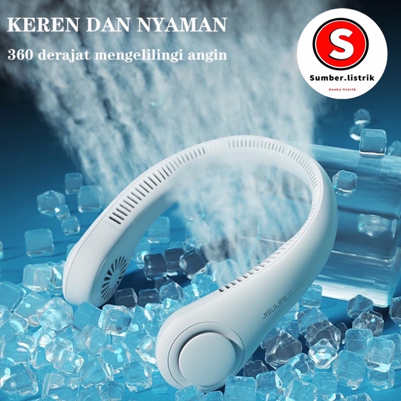 KIPAS ANGIN LEHER PORTABLE HANGING NECK FAN READY STOCK USB RECHARGEABLE