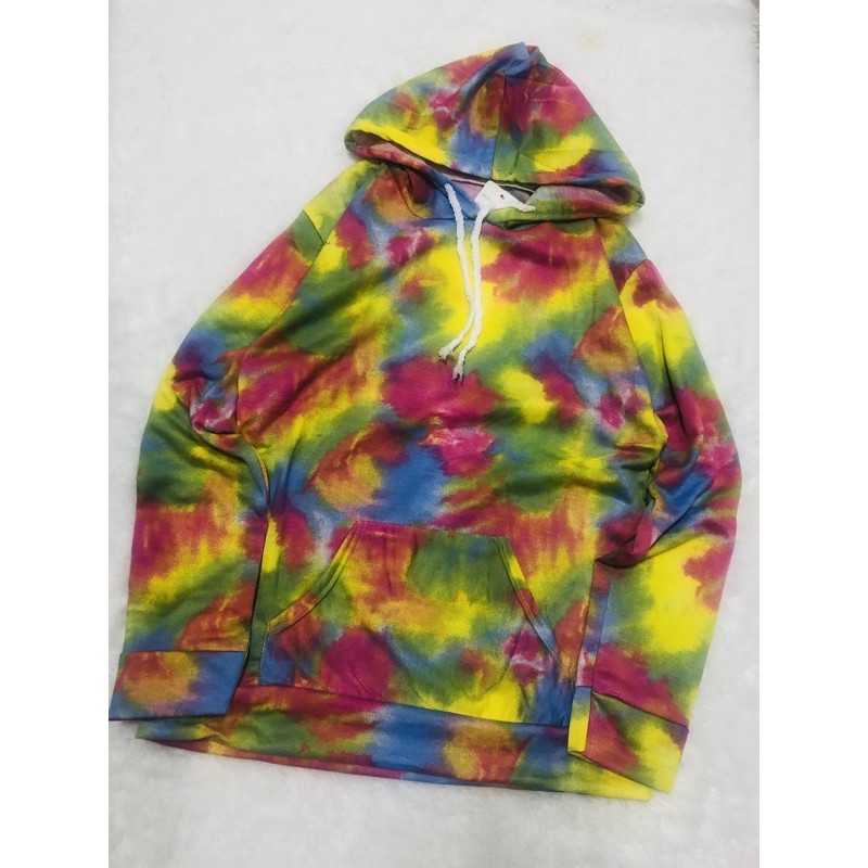SWEATER HOODIE WANITA-HOODIE TIEDYE KUNING