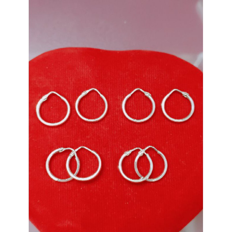 ANTING BULAT/GIPSI POLOS ( PERAK 925 ) LAPIS EMAS PUTIH