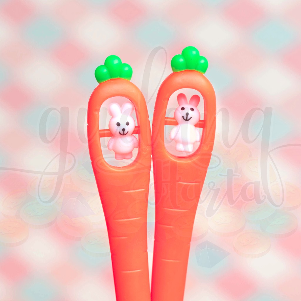 Pulpen Gel Wortel Kelinci Carrot Rabbit Pena Lucu Bolpen Ballpoint GH 307155