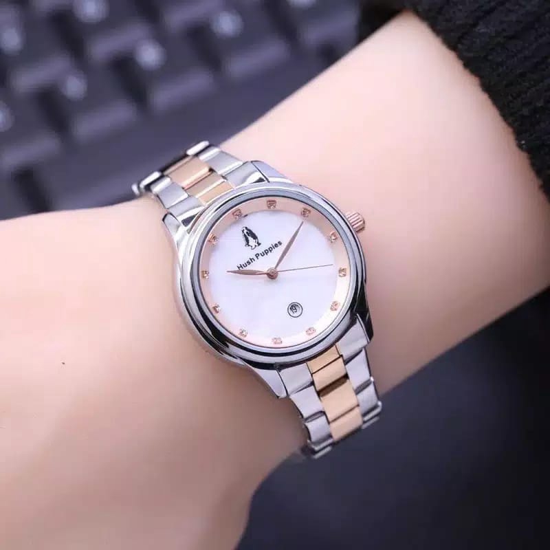 Jam Tangan Wanita Stainless Hushpuppies Bulat HP9651 Bulat Permata