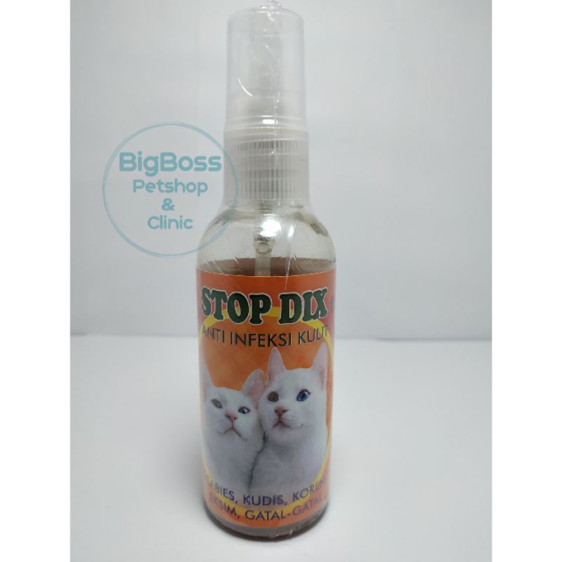 Stop dix. obat kulit kucing anjing, scabies, jamur, kudis, koreng, gatal.Murah Berkualitas